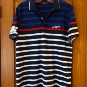 Polo Golf Ralph Lauren Shirt Men’s Medium Blue Ryder Cup Team USA 2016 Casual